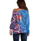 Newcastle Knights Off Shoulder Sweater Polynesian Tribal Tattoo Pacific Sport Art
