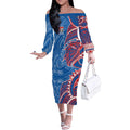Newcastle Knights Off The Shoulder Long Sleeve Dress Polynesian Tribal Tattoo Pacific Sport Art