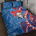 Newcastle Knights Quilt Bed Set Polynesian Tribal Tattoo Pacific Sport Art