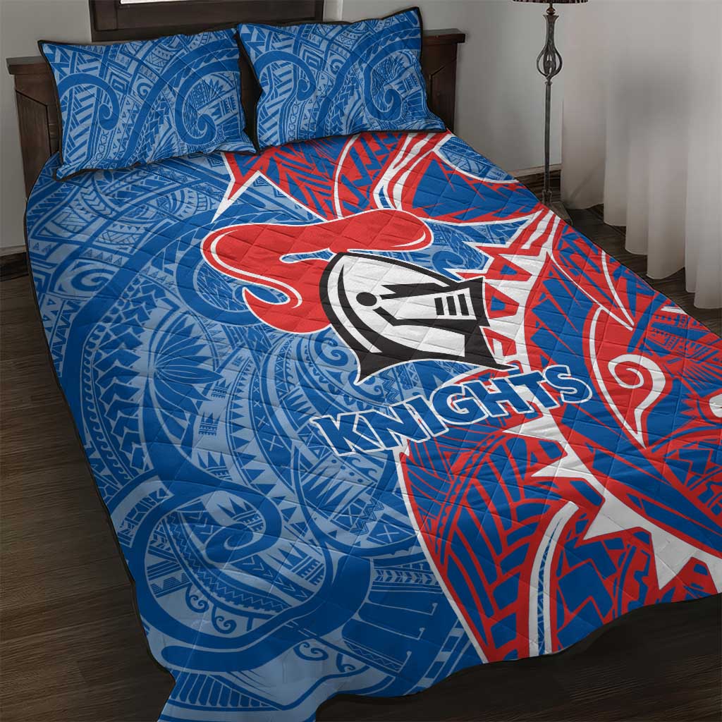 Newcastle Knights Quilt Bed Set Polynesian Tribal Tattoo Pacific Sport Art