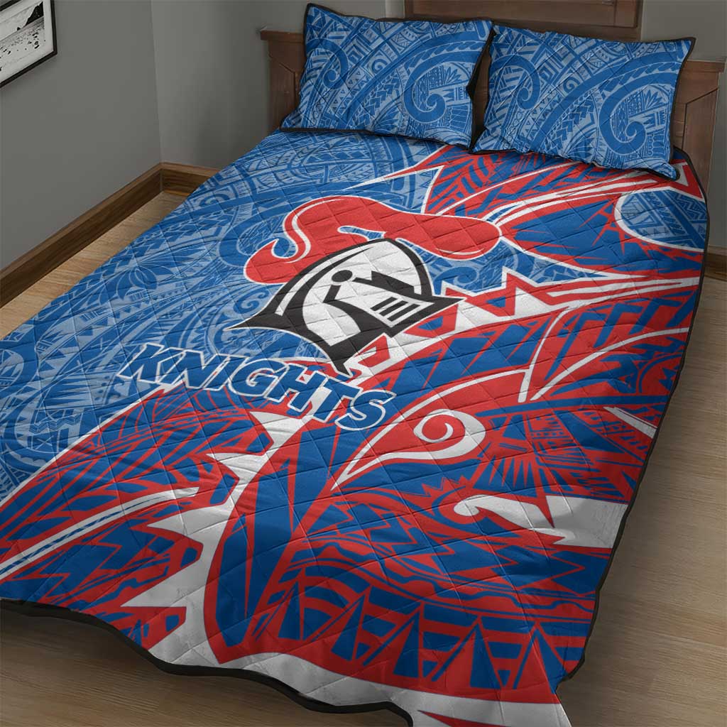 Newcastle Knights Quilt Bed Set Polynesian Tribal Tattoo Pacific Sport Art