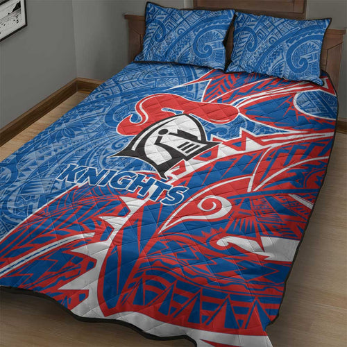 Newcastle Knights Quilt Bed Set Polynesian Tribal Tattoo Pacific Sport Art