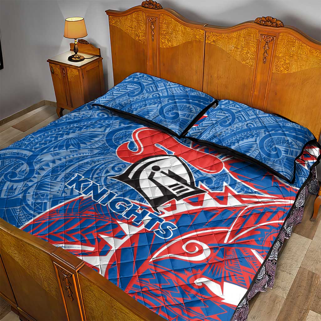 Newcastle Knights Quilt Bed Set Polynesian Tribal Tattoo Pacific Sport Art