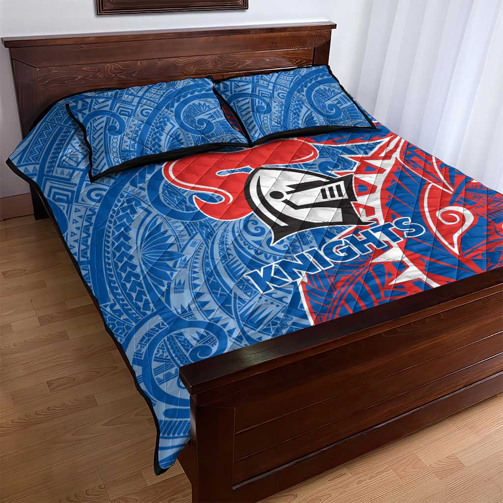 Newcastle Knights Quilt Bed Set Polynesian Tribal Tattoo Pacific Sport Art
