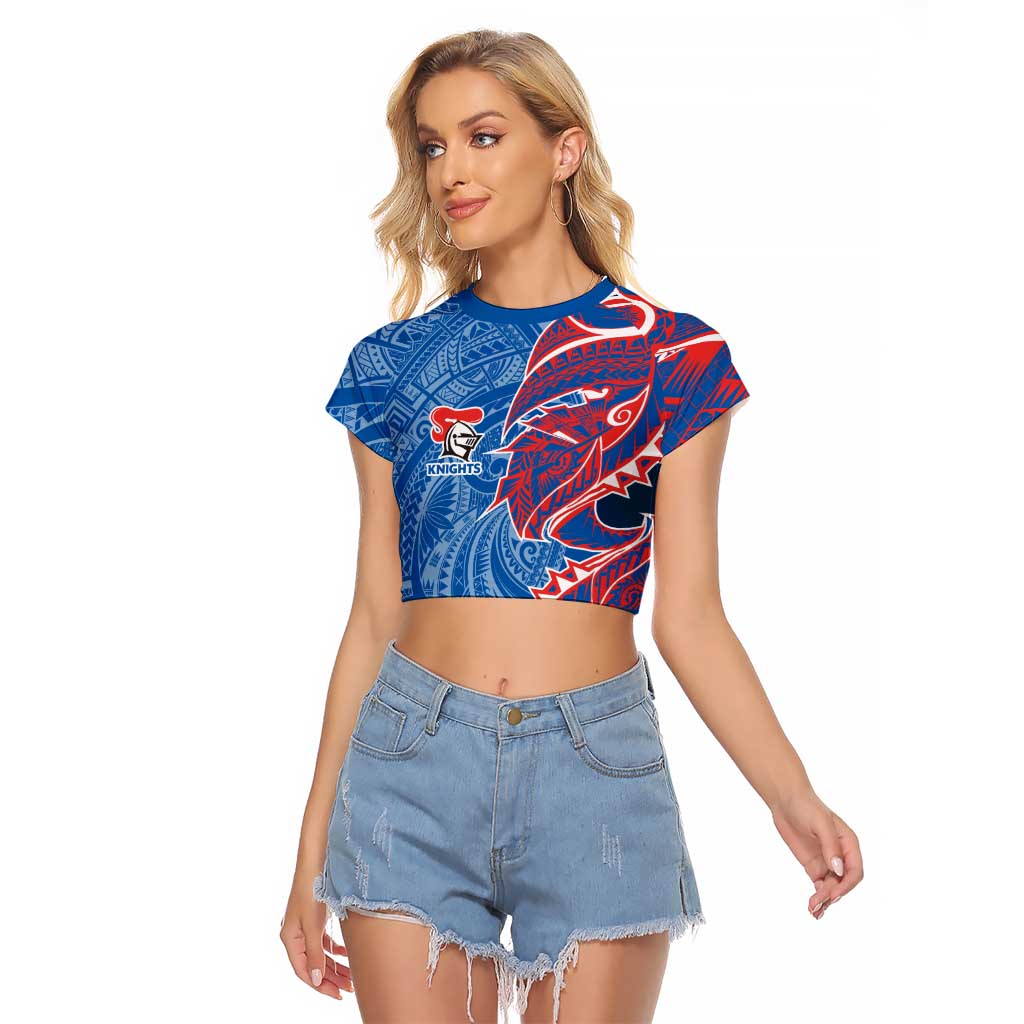 Newcastle Knights Raglan Cropped T Shirt Polynesian Tribal Tattoo Pacific Sport Art