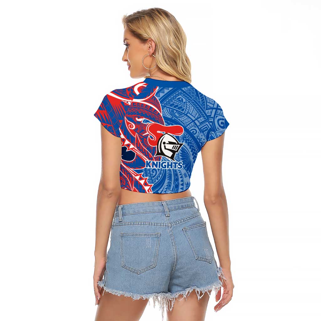 Newcastle Knights Raglan Cropped T Shirt Polynesian Tribal Tattoo Pacific Sport Art
