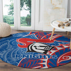 Newcastle Knights Round Carpet Polynesian Tribal Tattoo Pacific Sport Art