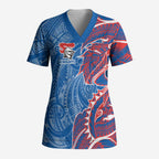 Newcastle Knights Scrub Top Polynesian Tribal Tattoo Pacific Sport Art