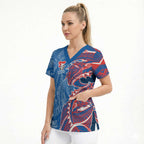 Newcastle Knights Scrub Top Polynesian Tribal Tattoo Pacific Sport Art