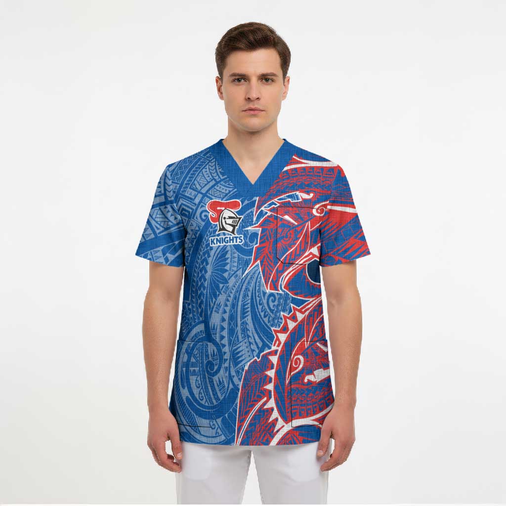Newcastle Knights Scrub Top Polynesian Tribal Tattoo Pacific Sport Art
