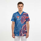 Newcastle Knights Scrub Top Polynesian Tribal Tattoo Pacific Sport Art