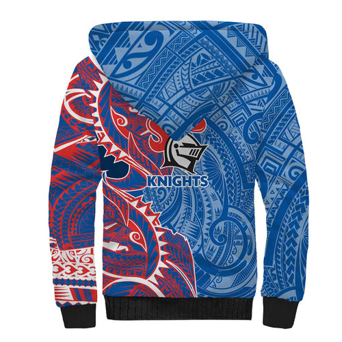 Newcastle Knights Sherpa Hoodie Polynesian Tribal Tattoo Pacific Sport Art