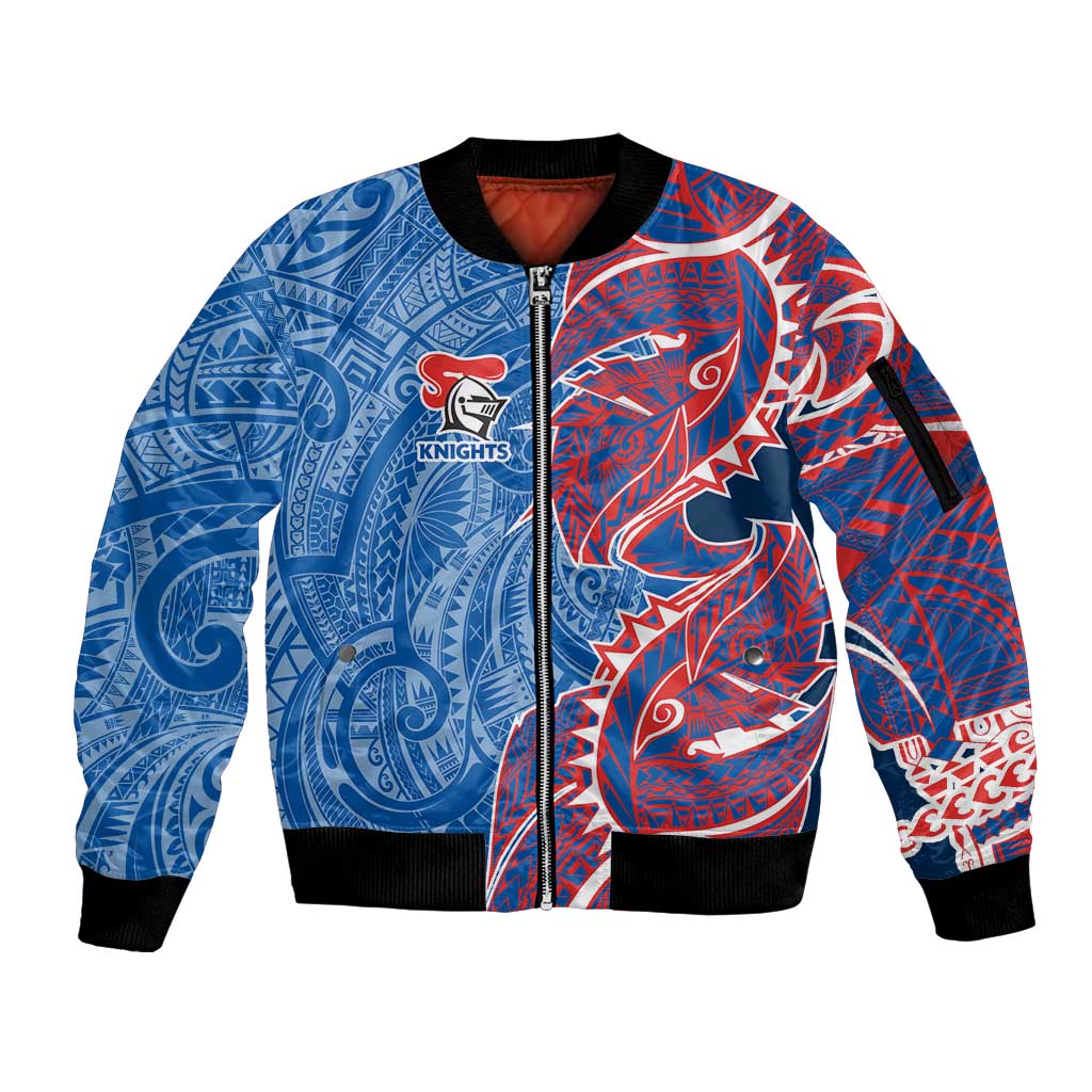 Newcastle Knights Sleeve Zip Bomber Jacket Polynesian Tribal Tattoo Pacific Sport Art