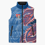 Newcastle Knights Sleeveless Puffer Jacket Polynesian Tribal Tattoo Pacific Sport Art