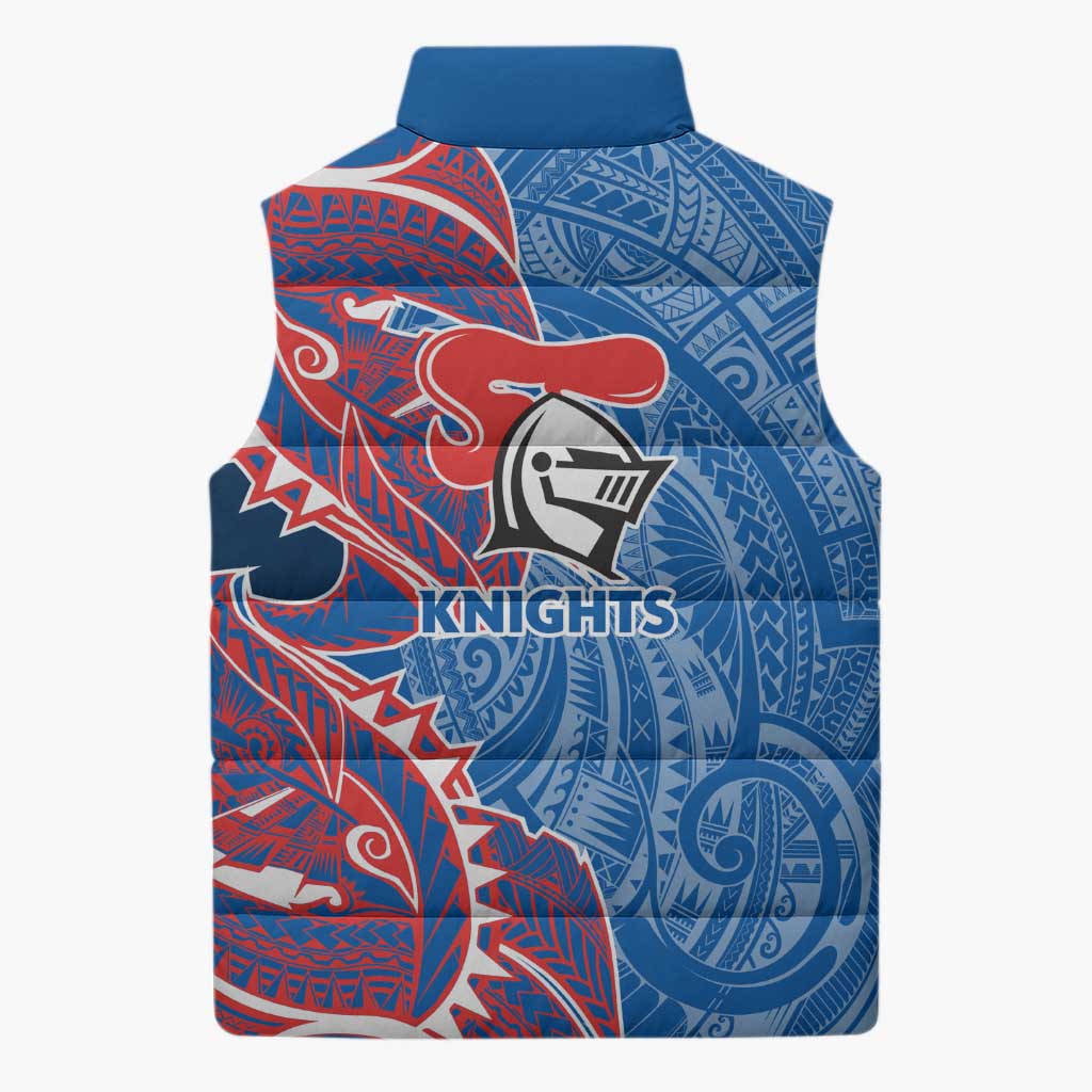 Newcastle Knights Sleeveless Puffer Jacket Polynesian Tribal Tattoo Pacific Sport Art