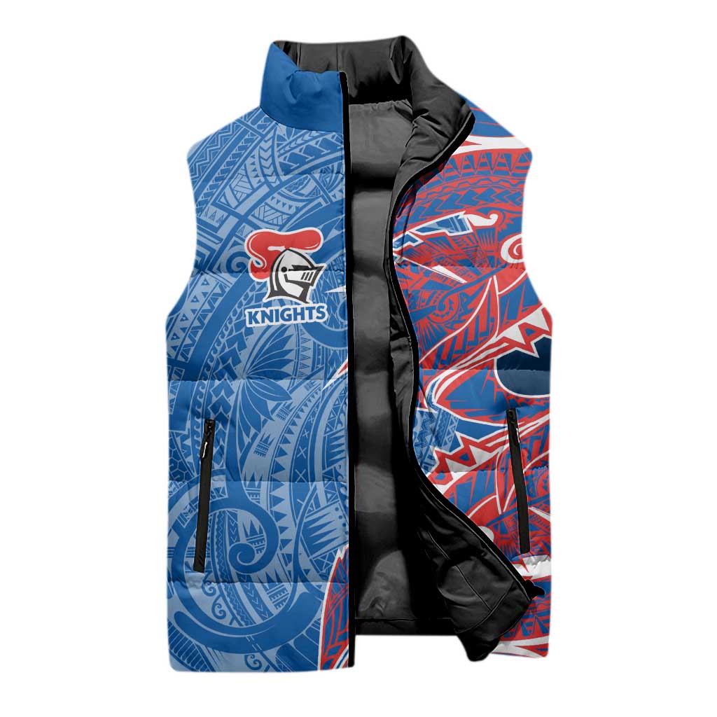 Newcastle Knights Sleeveless Puffer Jacket Polynesian Tribal Tattoo Pacific Sport Art