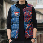 Newcastle Knights Sleeveless Puffer Jacket Polynesian Tribal Tattoo Pacific Sport Art
