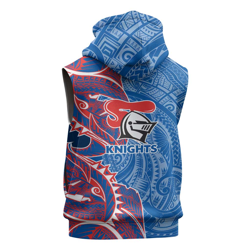 Newcastle Knights Sleeveless Zip Hoodie Polynesian Tribal Tattoo Pacific Sport Art