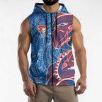 Newcastle Knights Sleeveless Zip Hoodie Polynesian Tribal Tattoo Pacific Sport Art