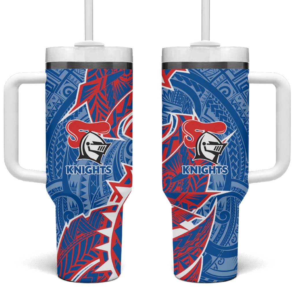 Newcastle Knights Tumbler With Handle Polynesian Tribal Tattoo Pacific Sport Art