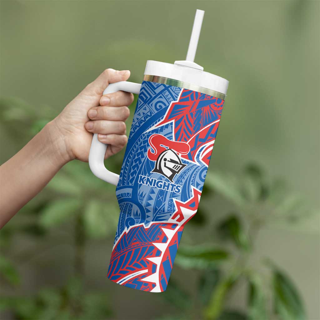 Newcastle Knights Tumbler With Handle Polynesian Tribal Tattoo Pacific Sport Art