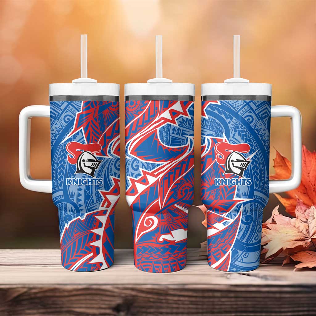 Newcastle Knights Tumbler With Handle Polynesian Tribal Tattoo Pacific Sport Art