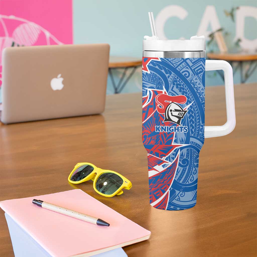 Newcastle Knights Tumbler With Handle Polynesian Tribal Tattoo Pacific Sport Art
