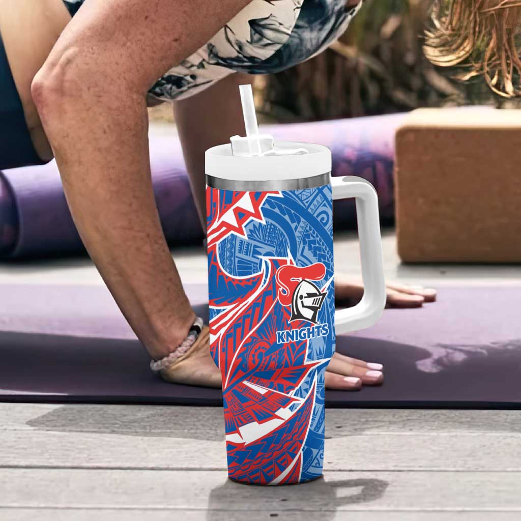 Newcastle Knights Tumbler With Handle Polynesian Tribal Tattoo Pacific Sport Art