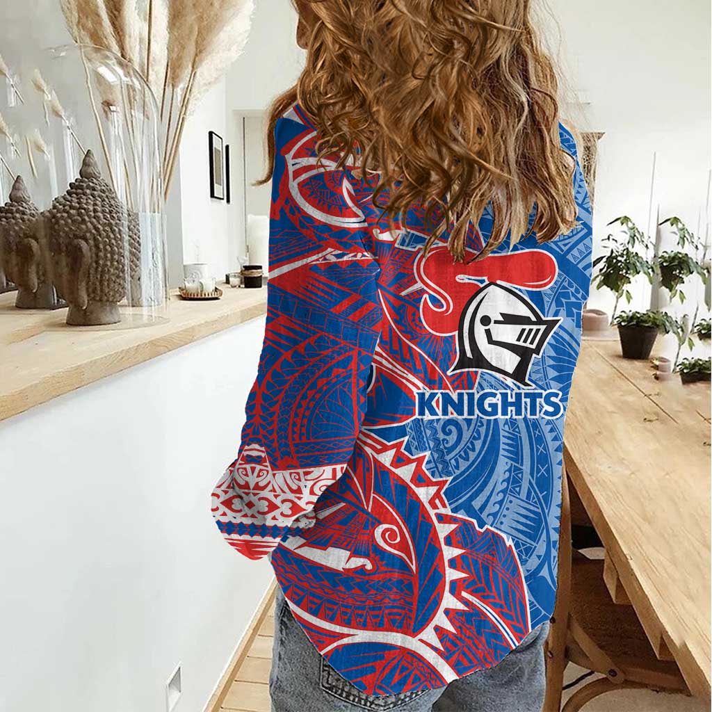 Newcastle Knights Women Casual Shirt Polynesian Tribal Tattoo Pacific Sport Art
