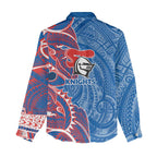 Newcastle Knights Women Casual Shirt Polynesian Tribal Tattoo Pacific Sport Art
