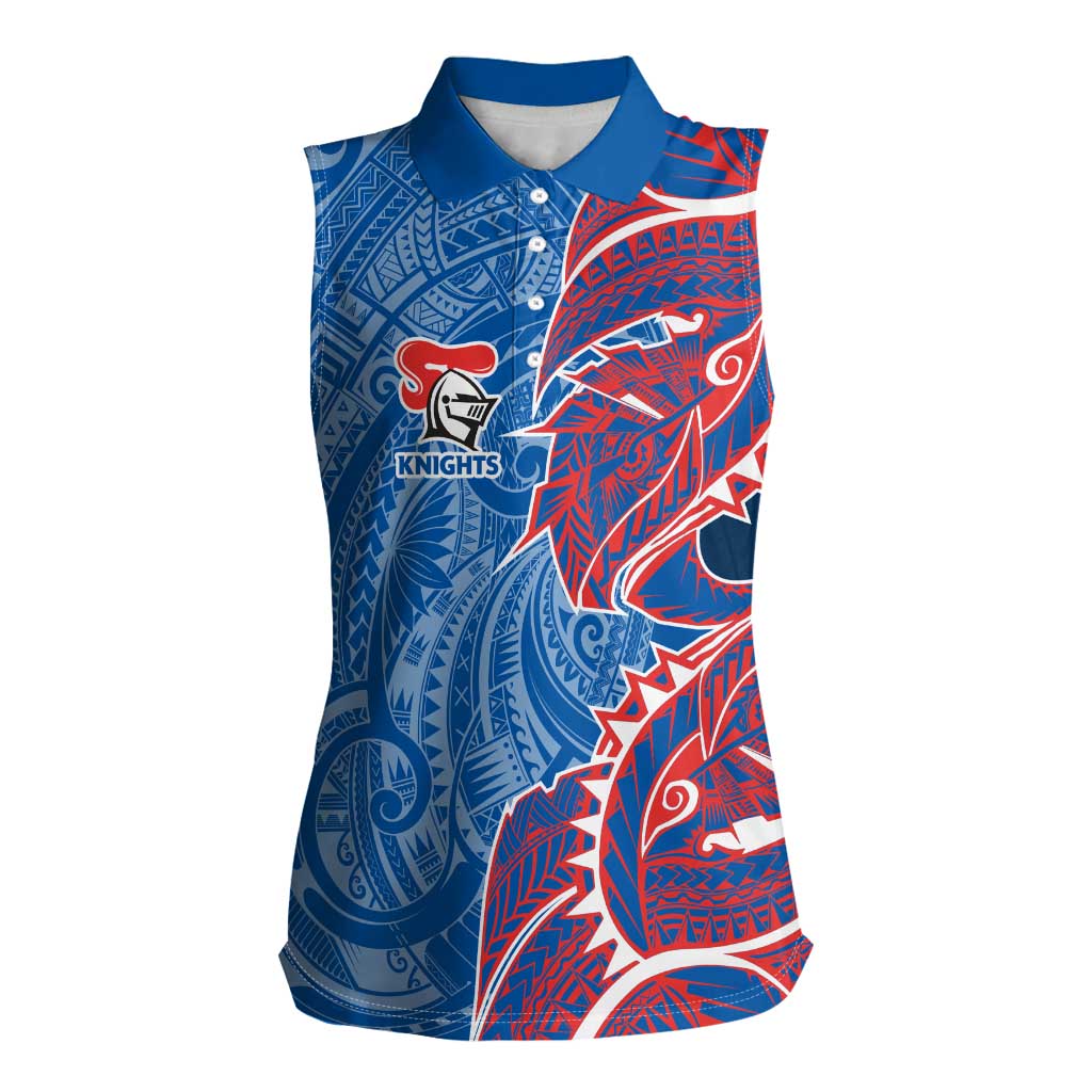 Newcastle Knights Women Sleeveless Polo Shirt Polynesian Tribal Tattoo Pacific Sport Art