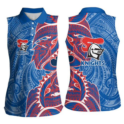 Newcastle Knights Women Sleeveless Polo Shirt Polynesian Tribal Tattoo Pacific Sport Art