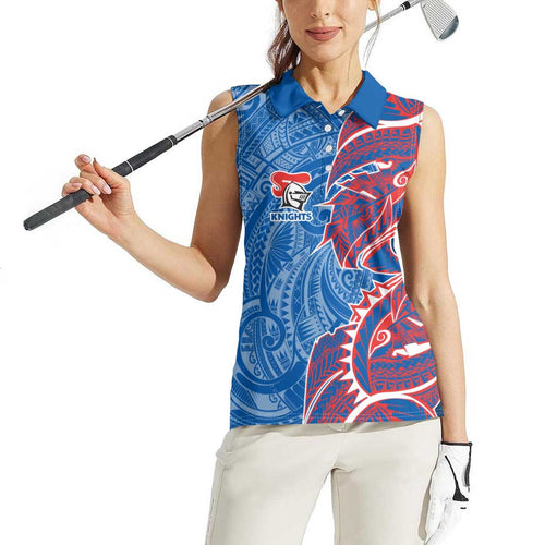 Newcastle Knights Women Sleeveless Polo Shirt Polynesian Tribal Tattoo Pacific Sport Art