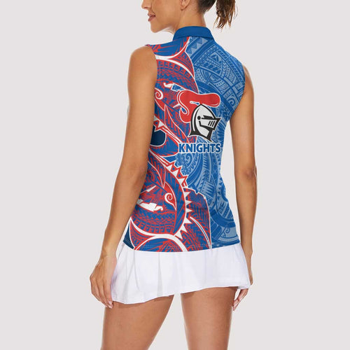 Newcastle Knights Women Sleeveless Polo Shirt Polynesian Tribal Tattoo Pacific Sport Art