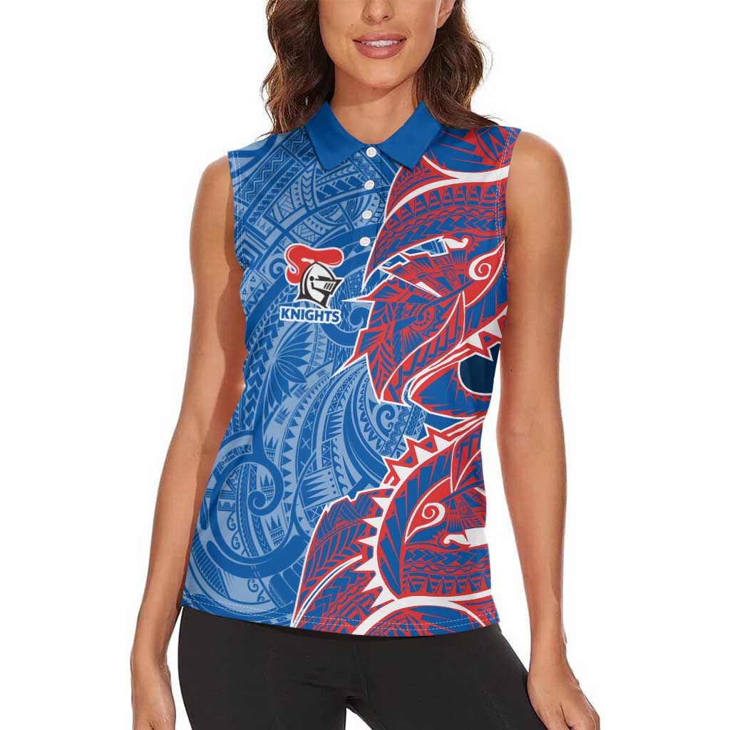 Newcastle Knights Women Sleeveless Polo Shirt Polynesian Tribal Tattoo Pacific Sport Art