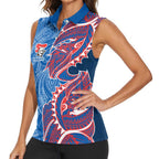 Newcastle Knights Women Sleeveless Polo Shirt Polynesian Tribal Tattoo Pacific Sport Art