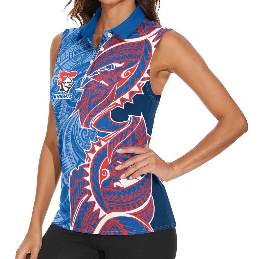 Newcastle Knights Women Sleeveless Polo Shirt Polynesian Tribal Tattoo Pacific Sport Art