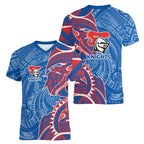 Newcastle Knights Women V-Neck T-Shirt Polynesian Tribal Tattoo Pacific Sport Art
