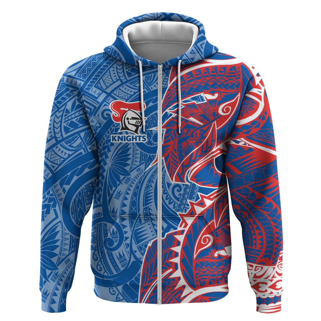 Newcastle Knights Zip Hoodie Polynesian Tribal Tattoo Pacific Sport Art