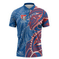 Newcastle Knights Zipper Polo Shirt Polynesian Tribal Tattoo Pacific Sport Art