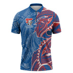 Newcastle Knights Zipper Polo Shirt Polynesian Tribal Tattoo Pacific Sport Art
