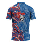 Newcastle Knights Zipper Polo Shirt Polynesian Tribal Tattoo Pacific Sport Art