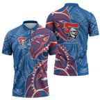 Newcastle Knights Zipper Polo Shirt Polynesian Tribal Tattoo Pacific Sport Art