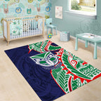 New Zealand Warriors Area Rug Polynesian Tribal Tattoo Pacific Sport Art