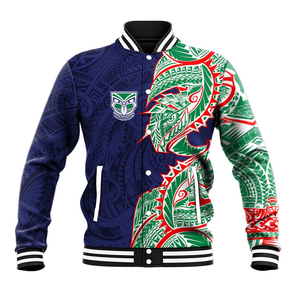 New Zealand Warriors Baseball Jacket Polynesian Tribal Tattoo Pacific Sport Art