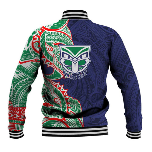 New Zealand Warriors Baseball Jacket Polynesian Tribal Tattoo Pacific Sport Art