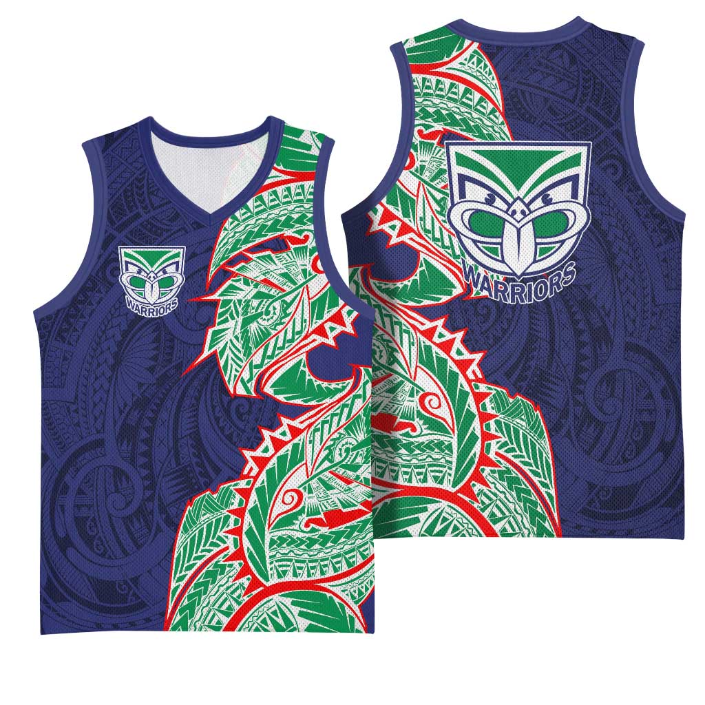 New Zealand Warriors Basketball Jersey Polynesian Tribal Tattoo Pacific Sport Art