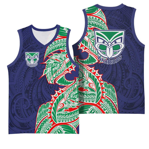 New Zealand Warriors Basketball Jersey Polynesian Tribal Tattoo Pacific Sport Art