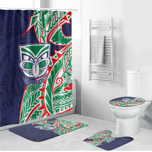 New Zealand Warriors Bathroom Set Polynesian Tribal Tattoo Pacific Sport Art