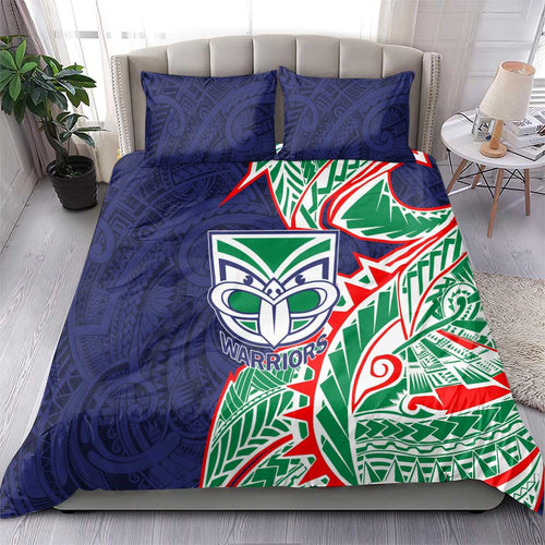 New Zealand Warriors Bedding Set Polynesian Tribal Tattoo Pacific Sport Art